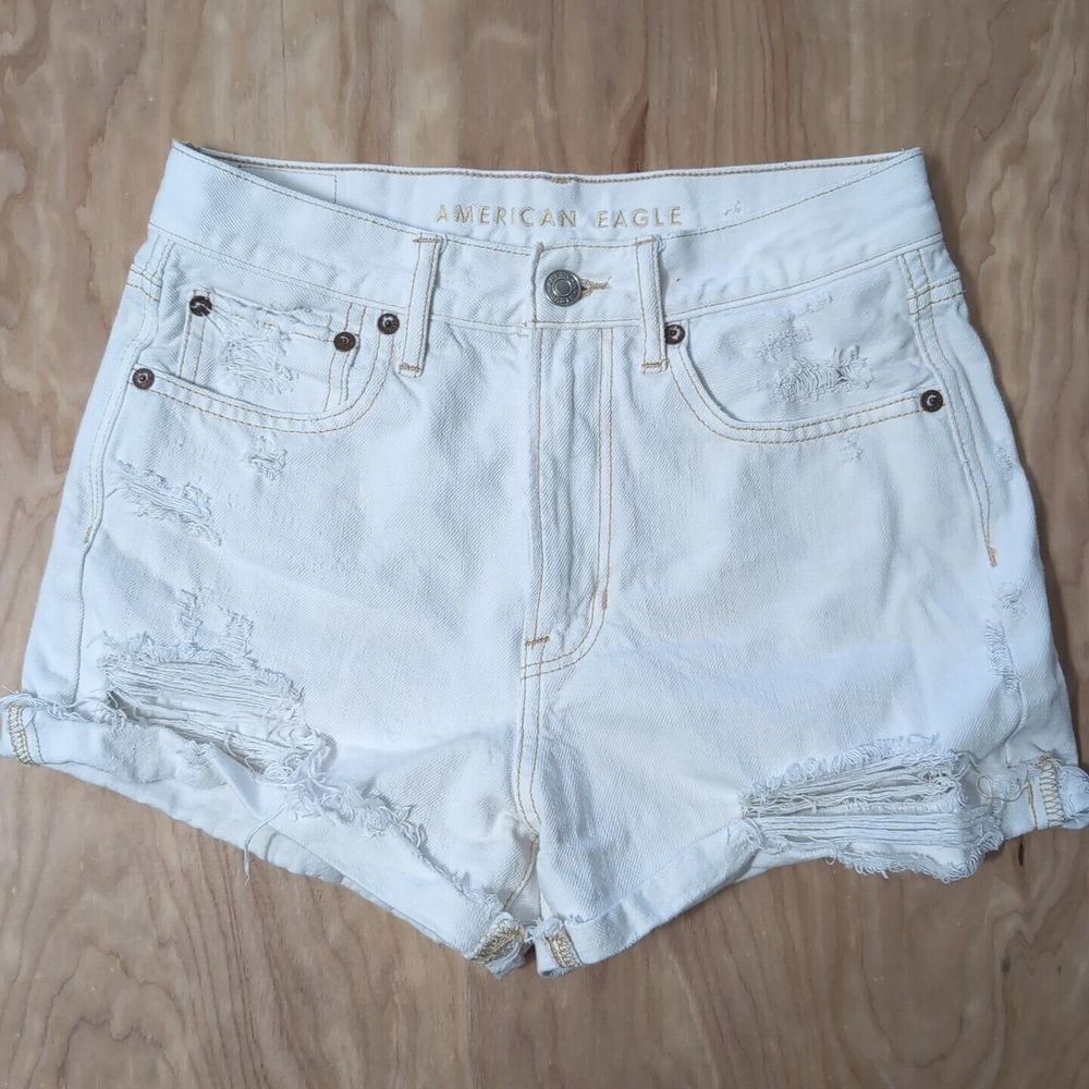 NEW AE AMERICAN EAGLE‎ White  '90s BOYFRIEND SHORT WOMENS JEAN SHORTS 2 27x3"